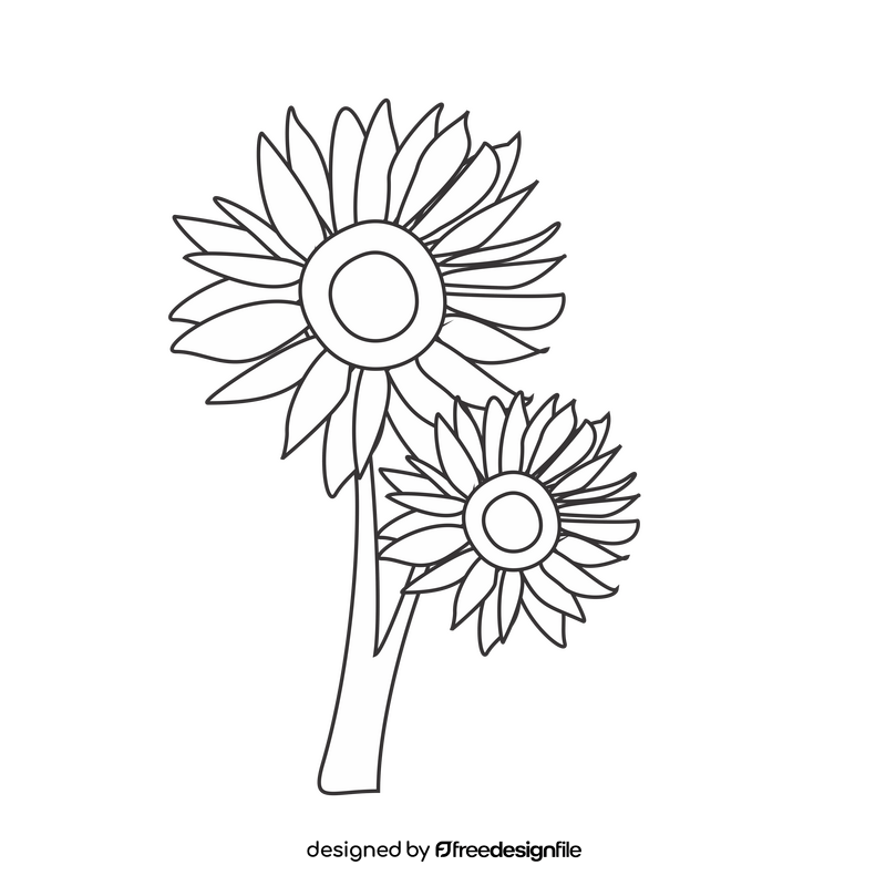 Sunflowers illustration black and white clipart