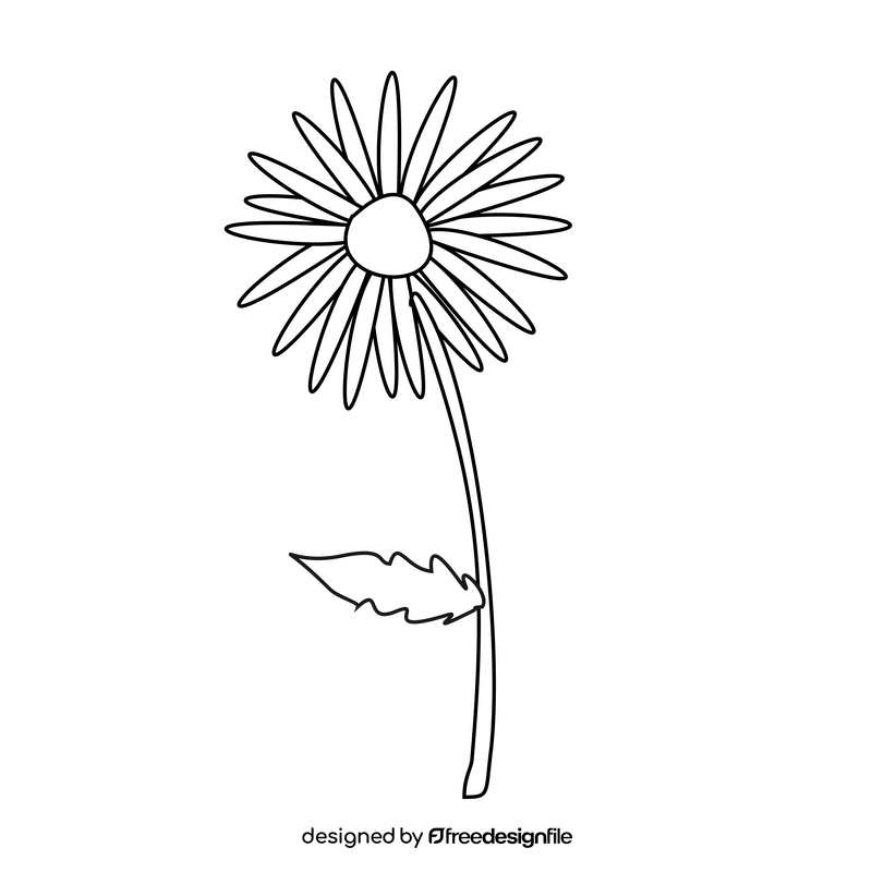 Cartoon daisy flower black and white clipart