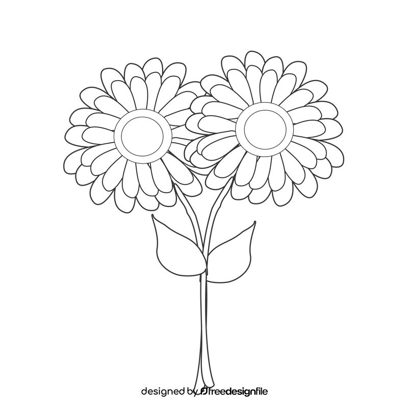 Free gerberas flower black and white clipart