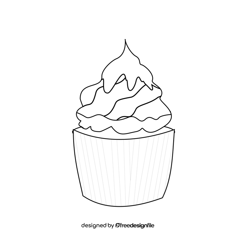 Lemon cupcake cartoon black and white clipart