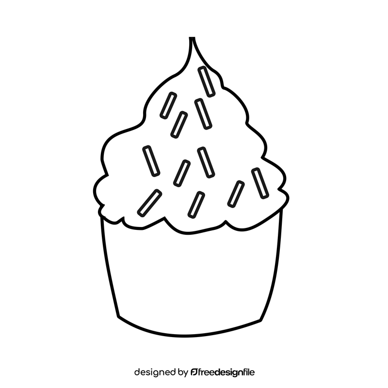 Coffee cupcake black and white clipart