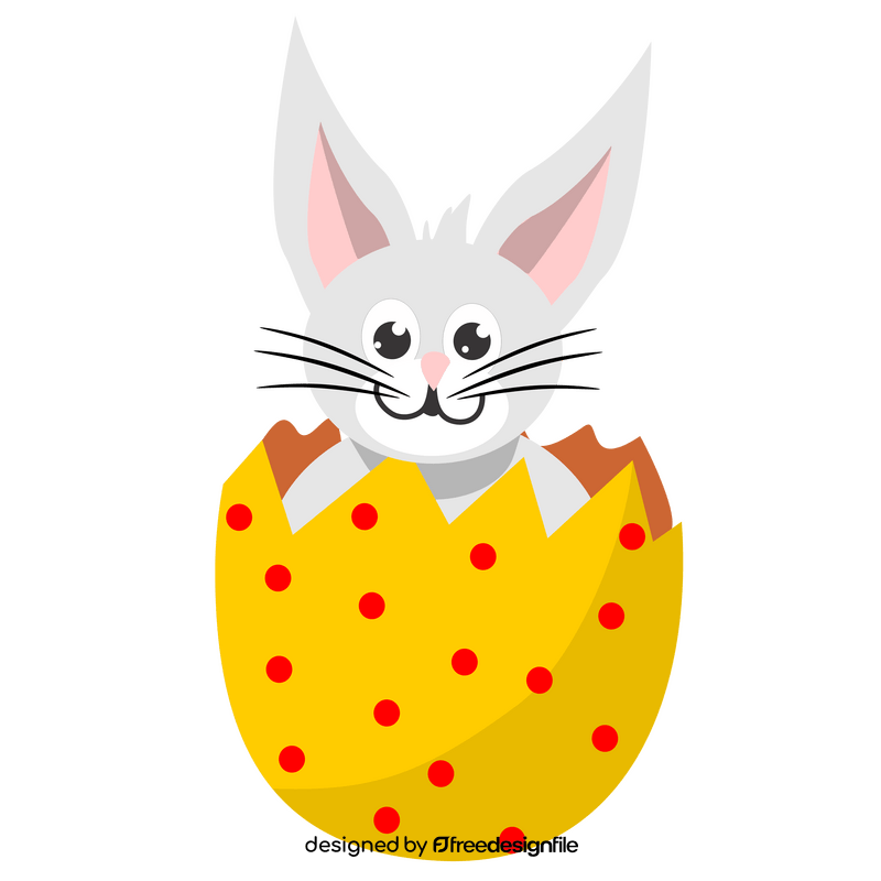 Broken easter chocolate egg with rabbit clipart