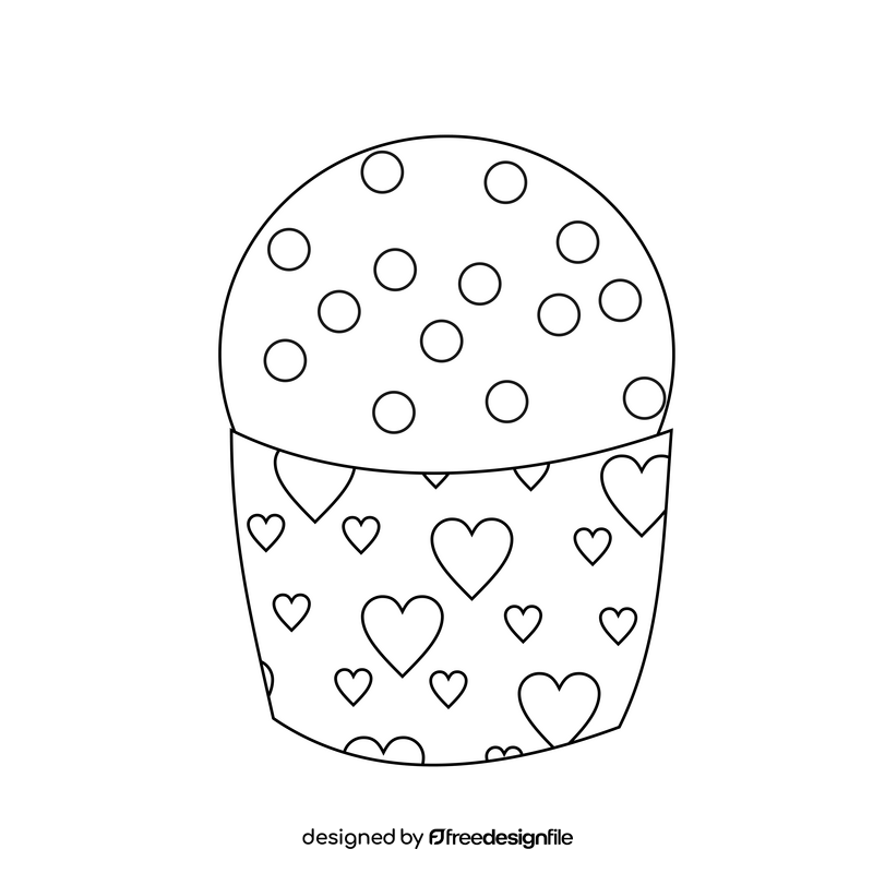 Rainbow cupcake black and white clipart