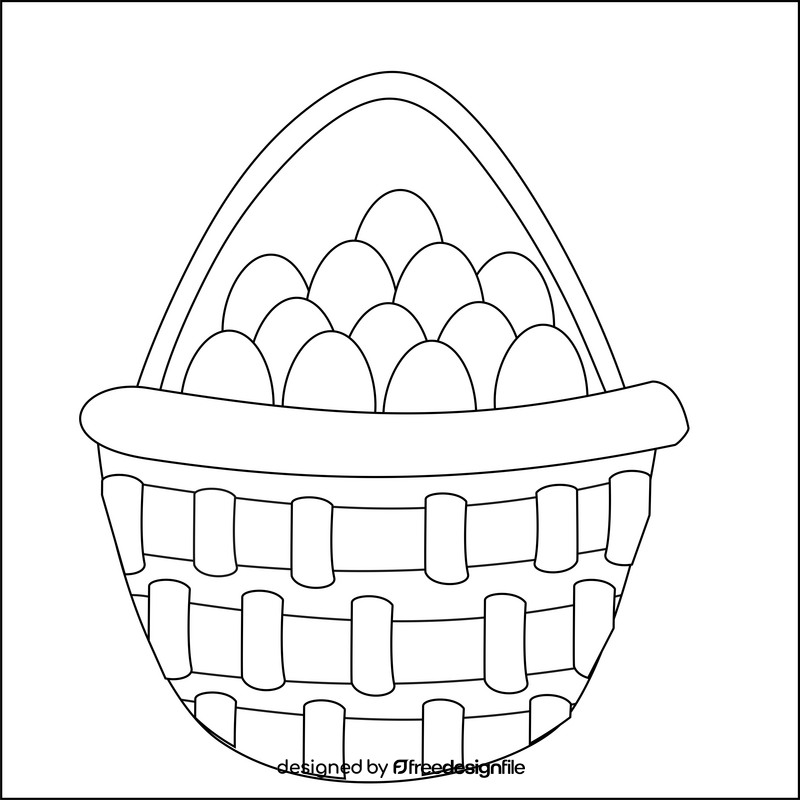 Basket with easter eggs black and white clipart