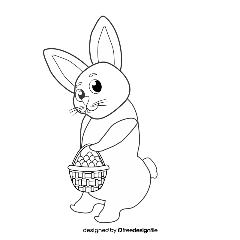 Easter bunny with eggs black and white clipart