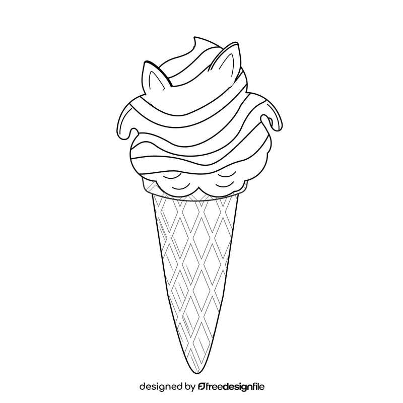 Coconut and chocolate ice cream illustration black and white clipart