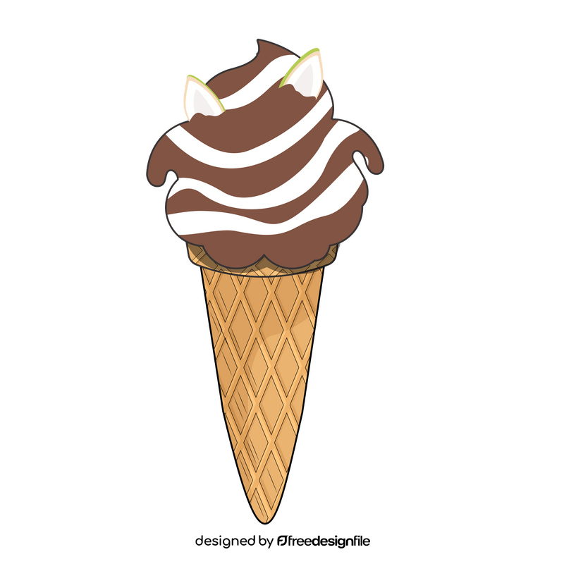 Coconut and chocolate ice cream illustration clipart
