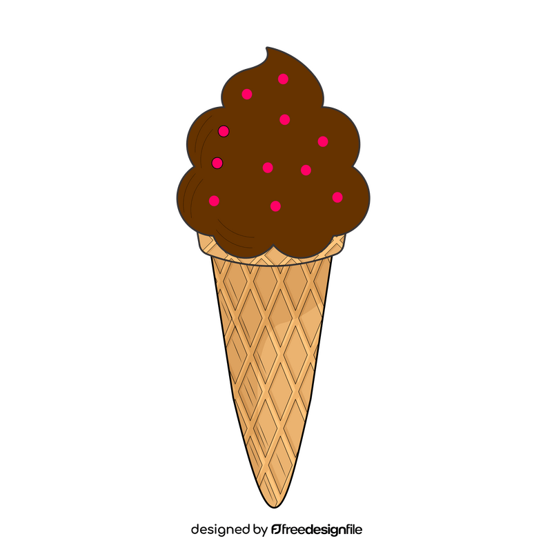 Cartoon chocolate ice cream with cherries clipart