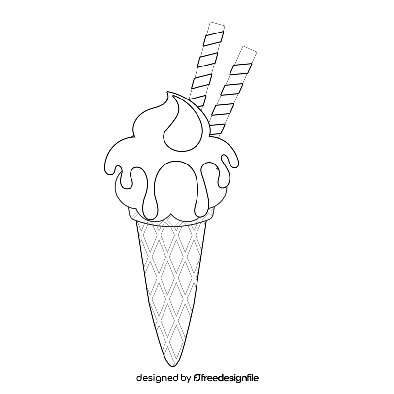 Vanilla chocolate ice cream black and white clipart