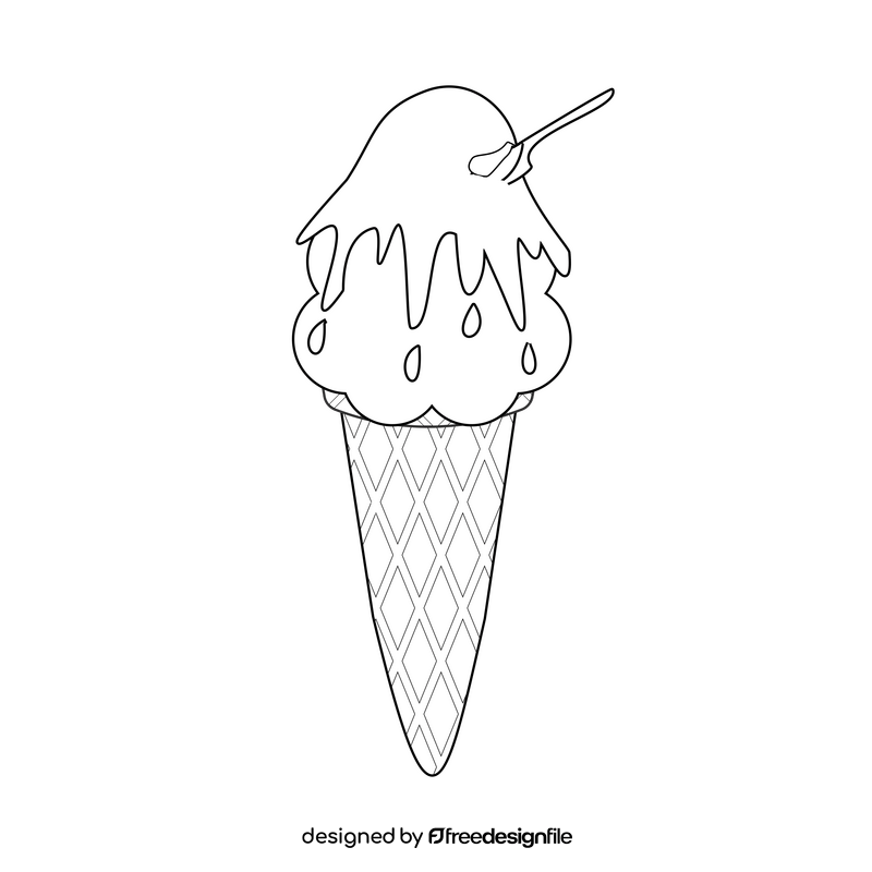 Caramel ice cream drawing black and white clipart