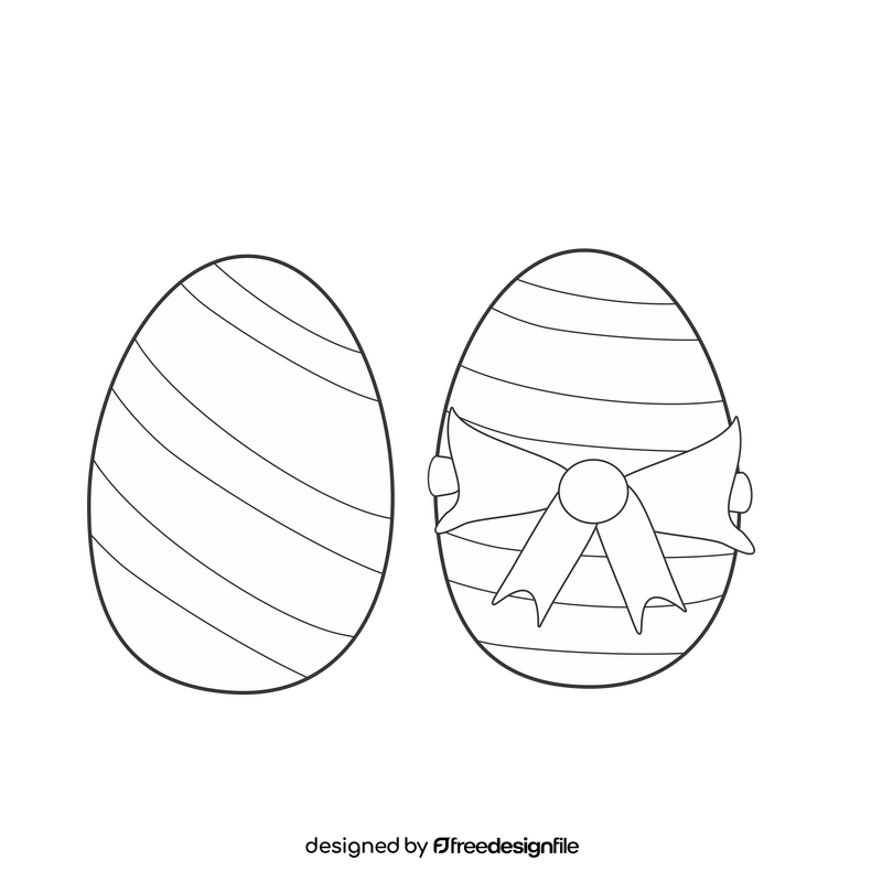 Free two easter eggs drawing black and white clipart