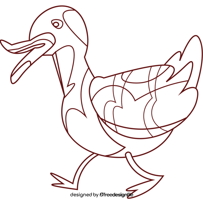 Mother duck cartoon black and white clipart