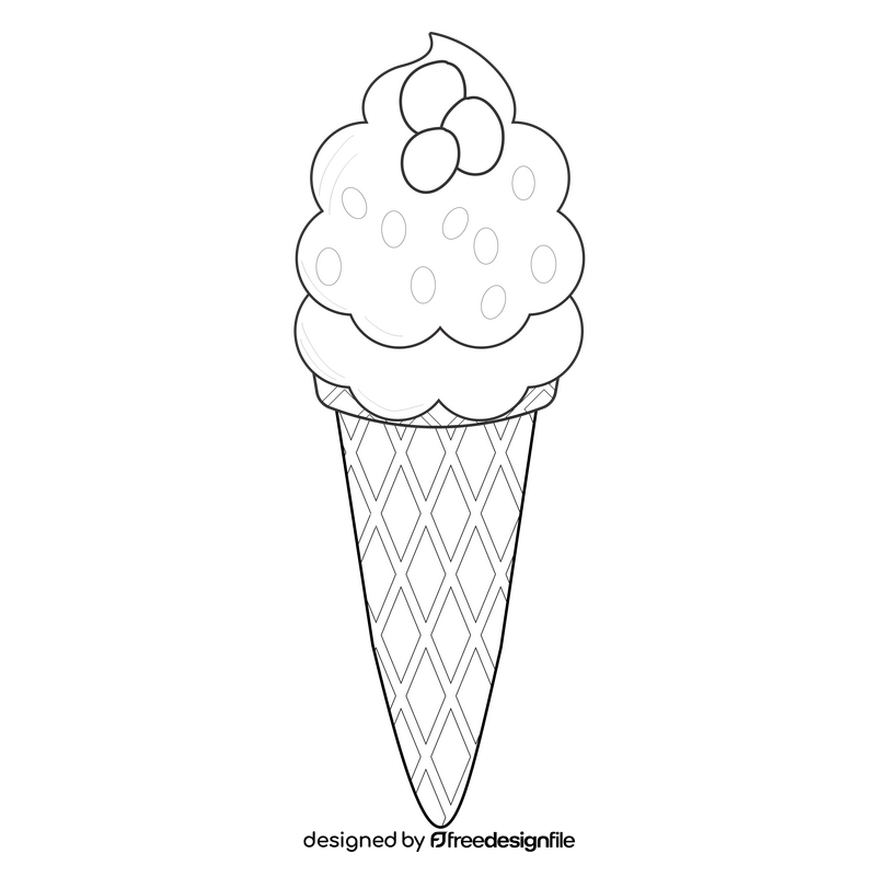 Grape with vanilla ice cream drawing black and white clipart