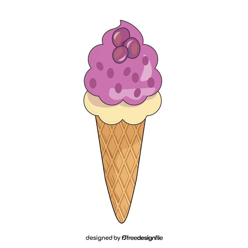 Grape with vanilla ice cream drawing clipart