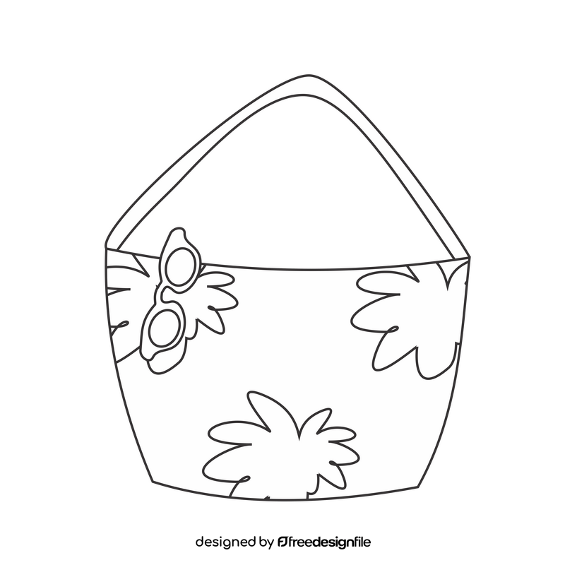 Beach bag with sunglasses black and white clipart