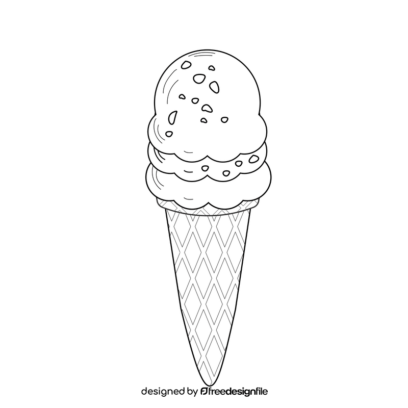 Pistachio ice cream black and white clipart