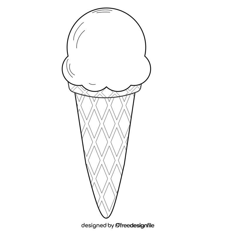 Strawberry ice cream black and white clipart