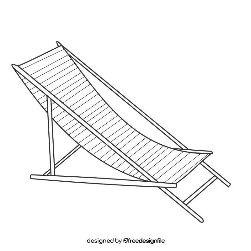 Beach chair black and white clipart