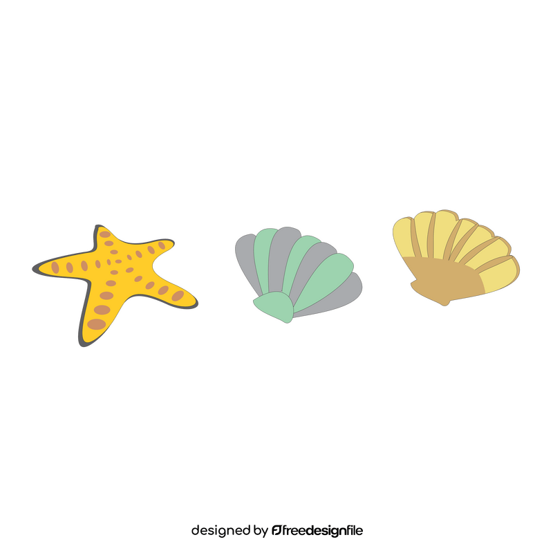 Starfish and shells drawing clipart