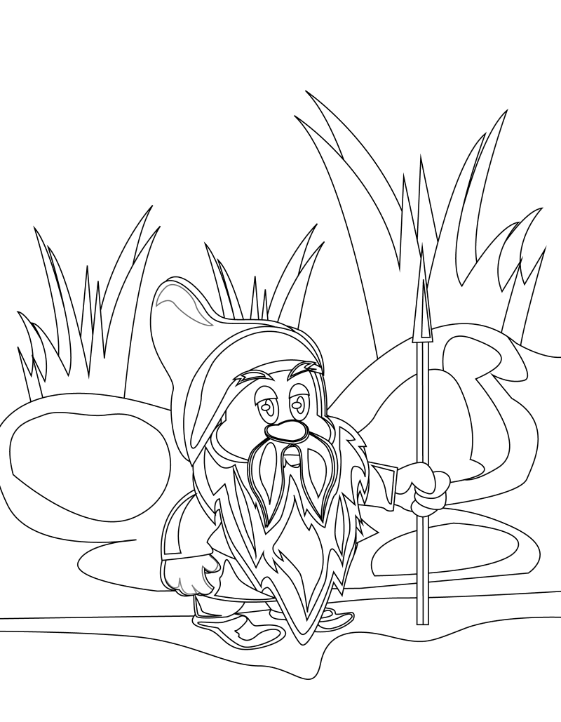 Dwarf in vally black and white vector