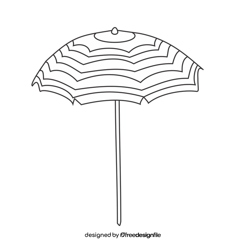 Cartoon beach sunshade umbrella black and white clipart