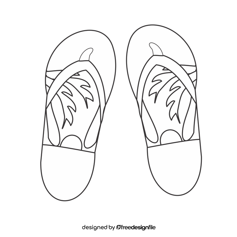 Beach flip flop illustration black and white clipart vector free download