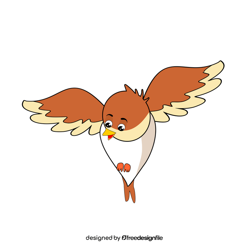 Brown flying bird drawing clipart