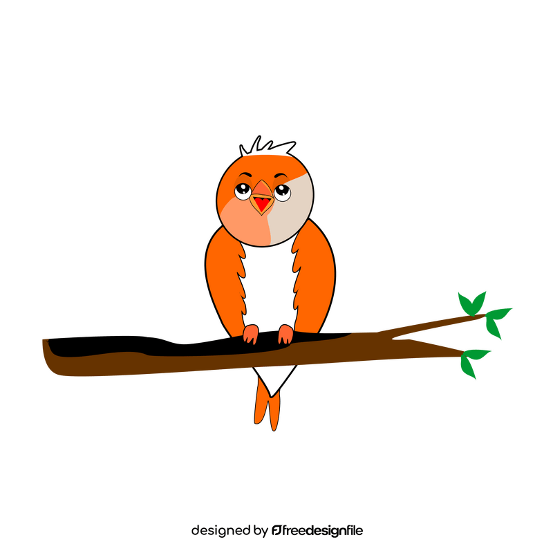 Orange bird on a branch clipart