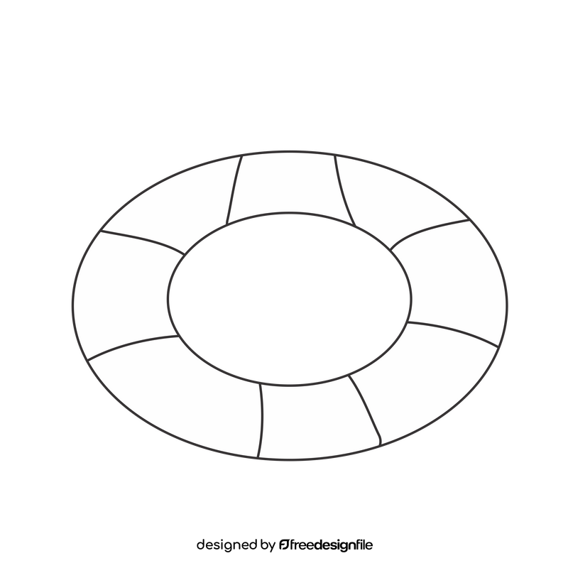 Free swimming ring black and white clipart