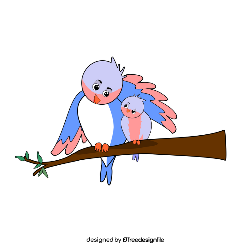 Birds on a branch illustration clipart