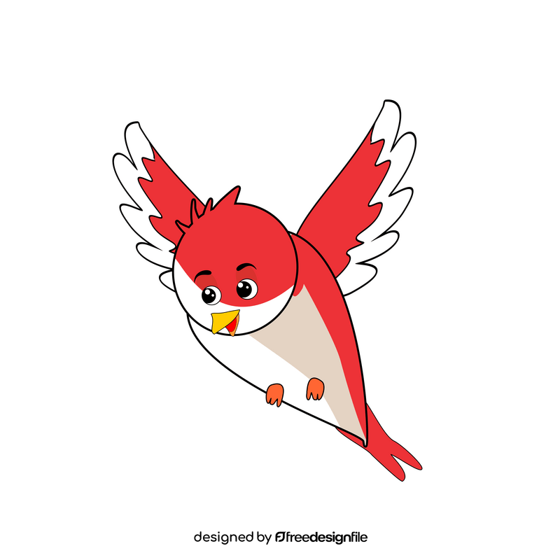 Red bird flying illustration clipart
