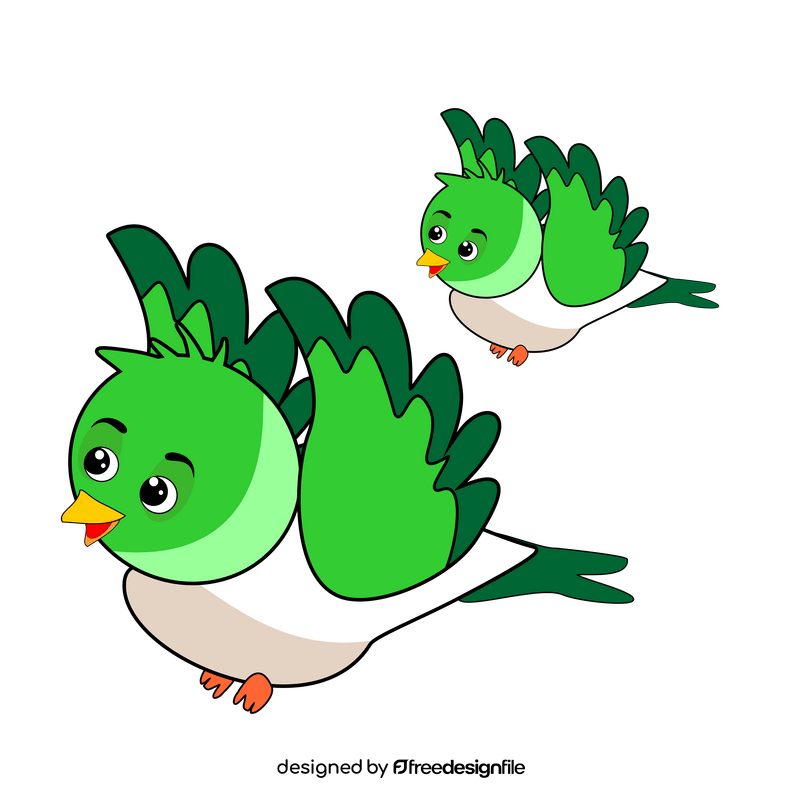 Green flying bird cartoon clipart