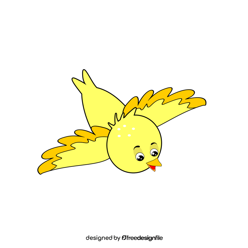 Cute yellow bird flying clipart