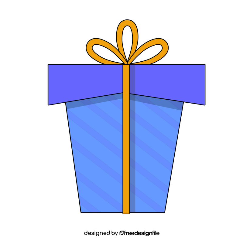 Blue gift box with yellow ribbon clipart