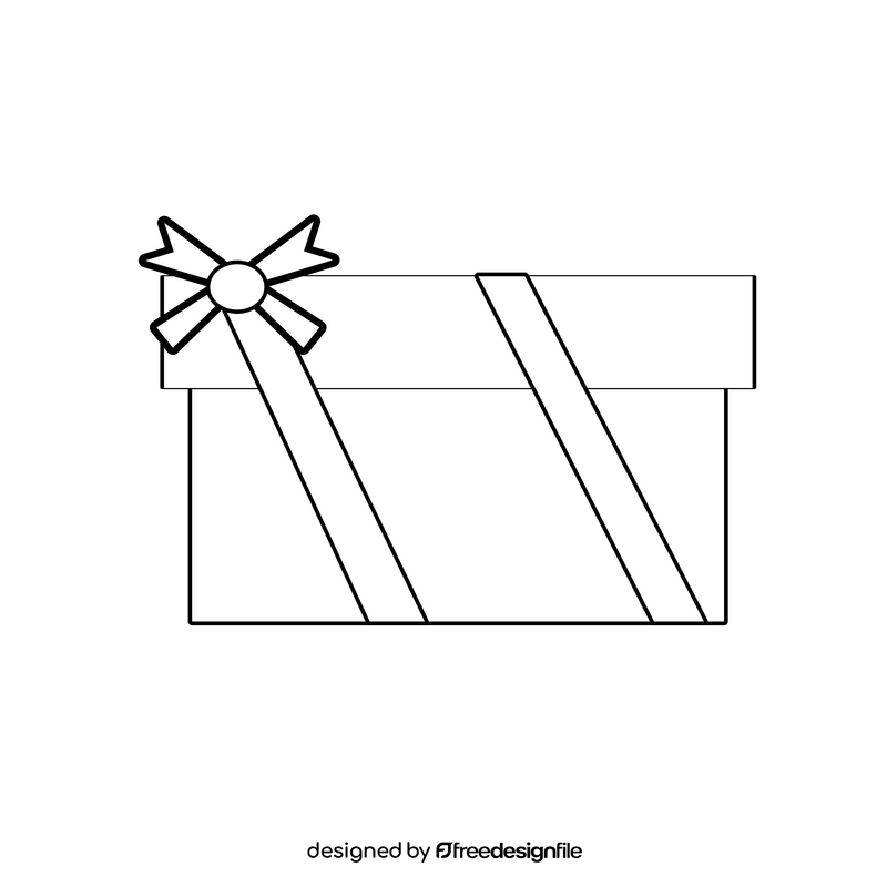 Gift box drawing black and white clipart
