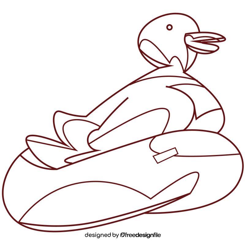 Duck swimming black and white clipart