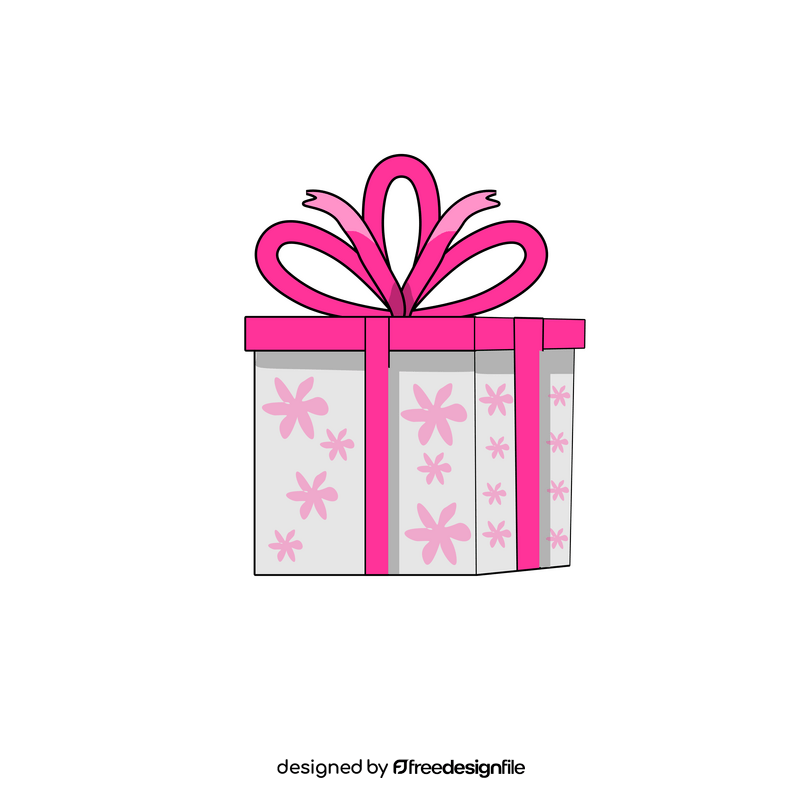 Pink flower gift box clipart