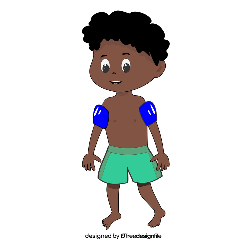 Cute black African American boy at the beach clipart