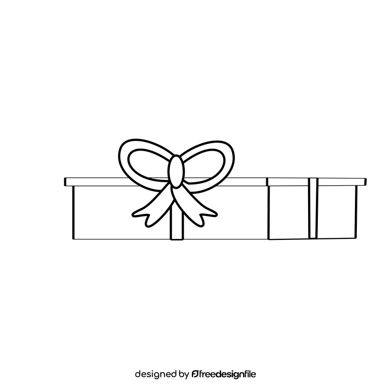 Box with ribbon bow black and white clipart
