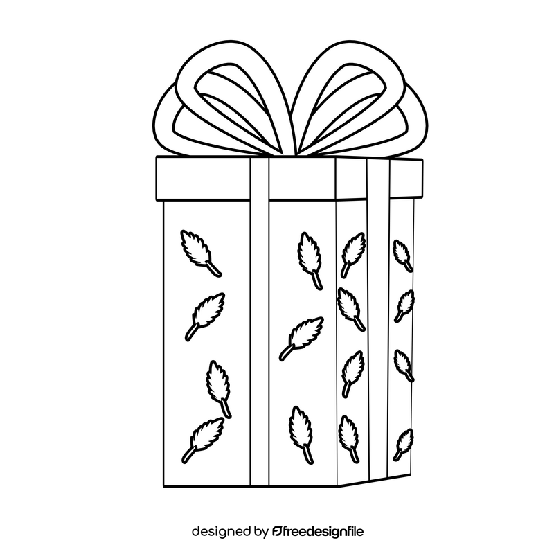 Gift box with ribbon illustration black and white clipart