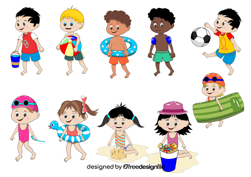 Kids at the beach vector