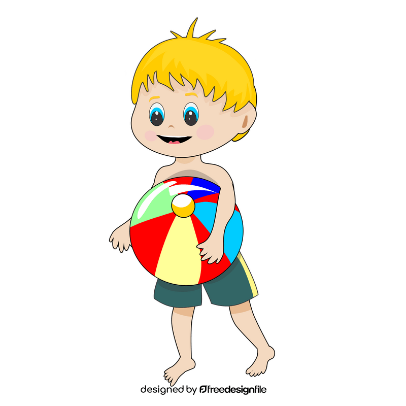 Boy carrying a ball drawing clipart
