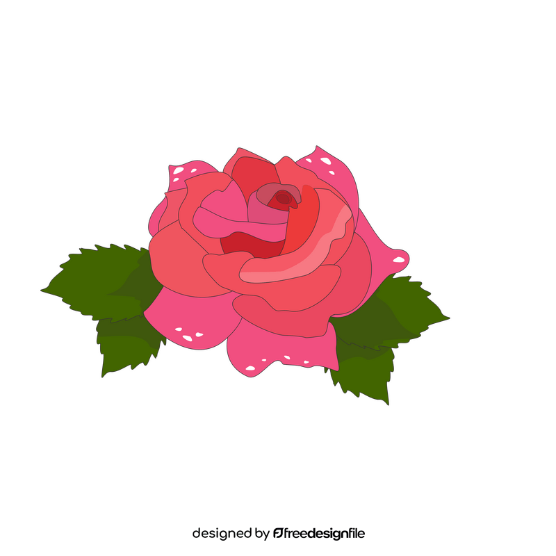 One pink rose drawing clipart