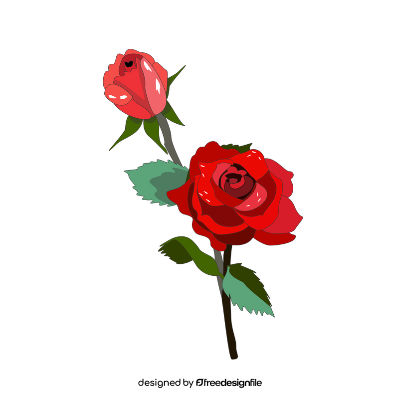 Red rose with a bud clipart
