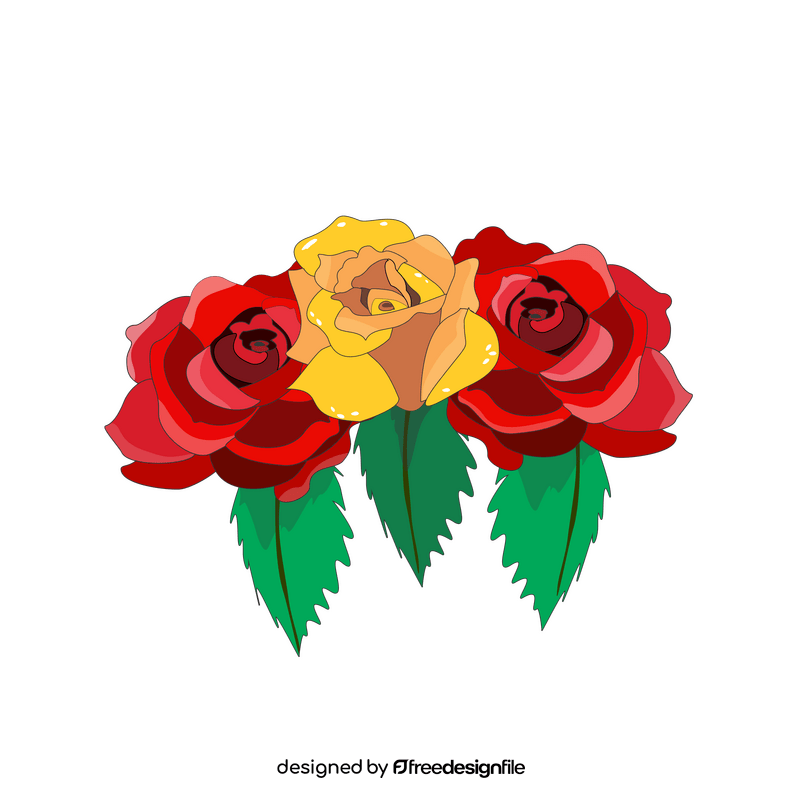 Red and yellow roses illustration clipart