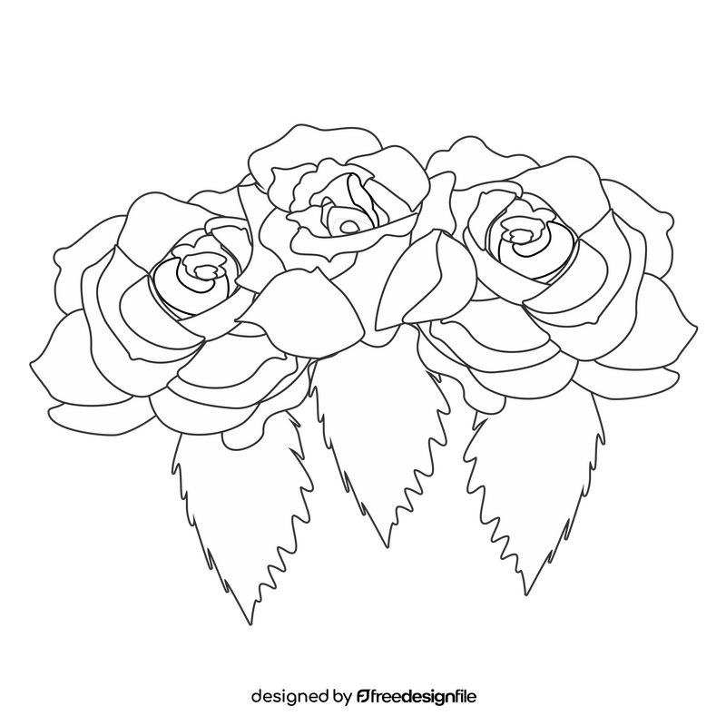 Roses illustration black and white clipart