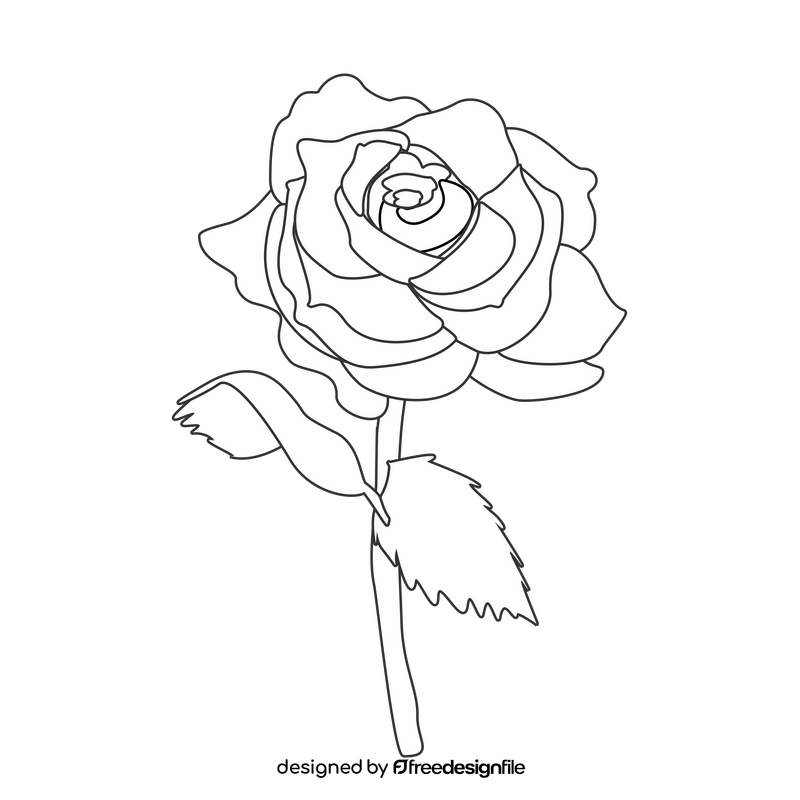 Cartoon red rose black and white clipart free download