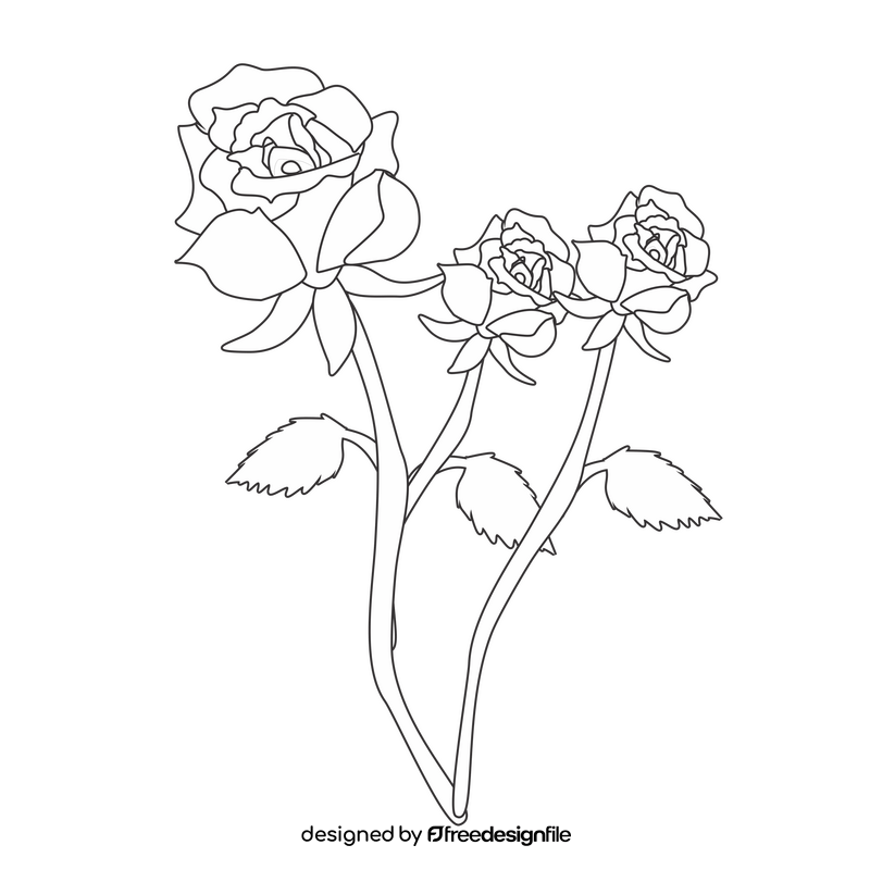 Free roses black and white clipart