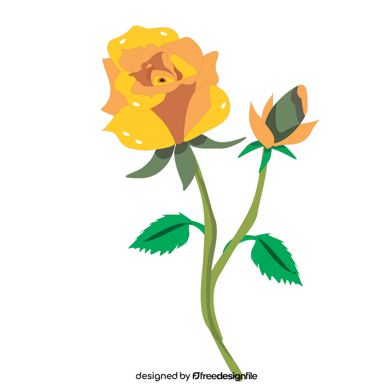 Yellow rose with a bud clipart