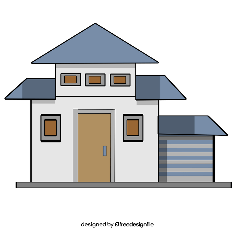 Cartoon house with garage clipart